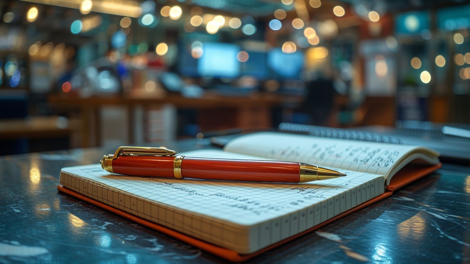 A spread of handwritten notes and essay drafts on a wooden desk